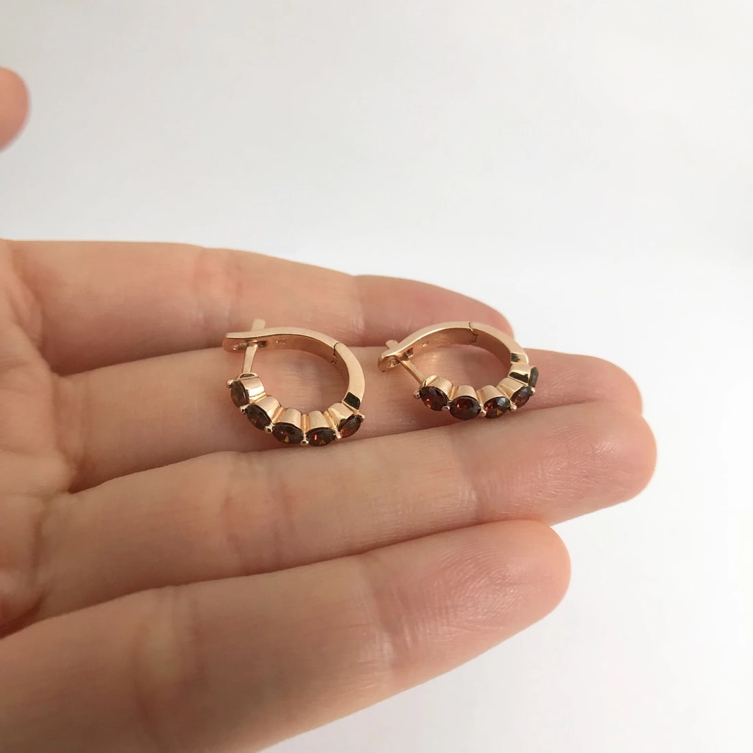 Fancy Brown Diamond Huggie Hoop Earrings in 14K Rose Gold, 1.25 CTW, 3.82 Grams - 3