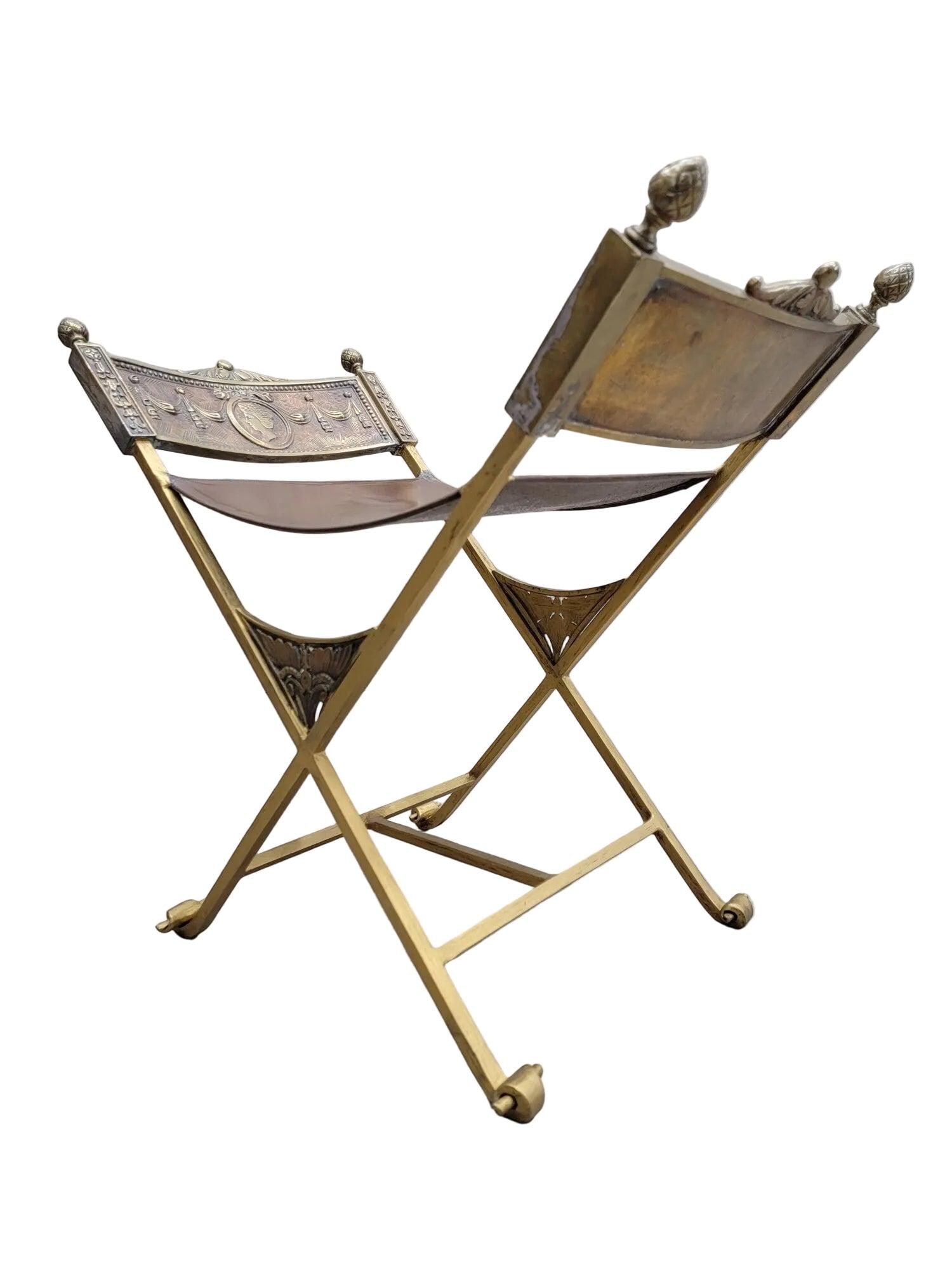 Antique Art Deco Oscar Bruno Bach Savonarola Chair and Ottoman - 2