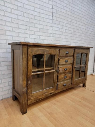 Vintage Rustic Reclaimed Barnwood Cottage Display Cabinet - 3
