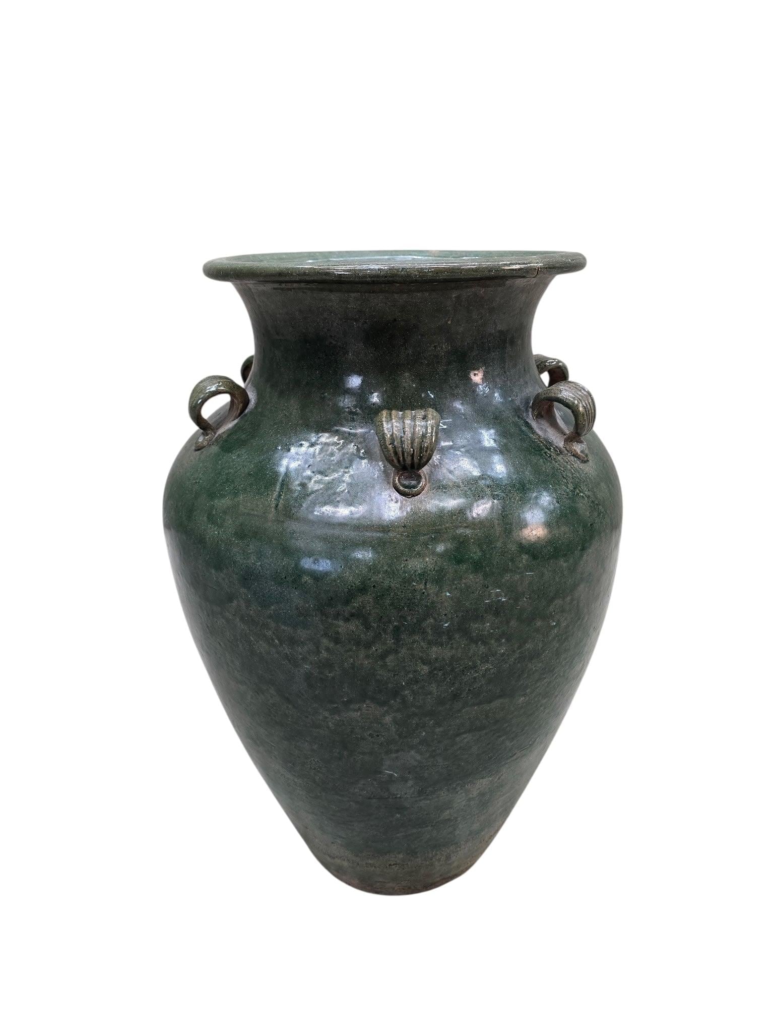 Antique Stoneware Green-Glazed Mataban Jar Vase - 5