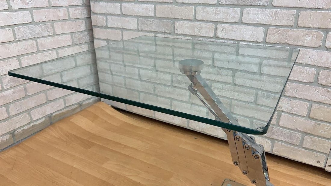 Vintage Italian Mod Glass Top Extending 2 Arm Cocktail Table - 2