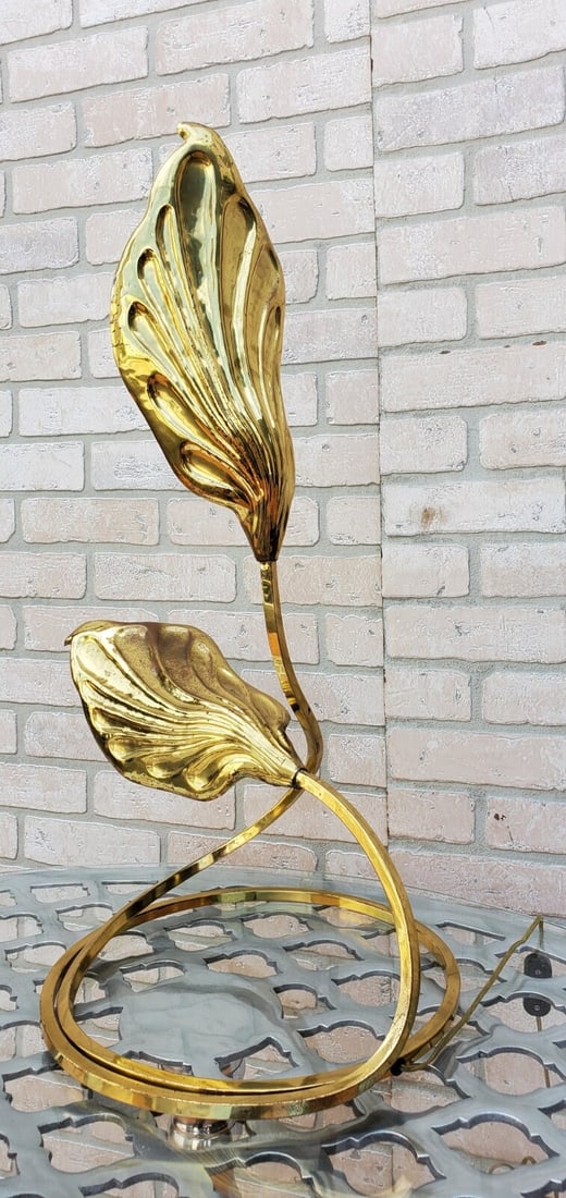 Mid Century Modern Italian Brass Double Leaf Desk Lamp by Carlo Giorgi & Tommaso Barbi - 7