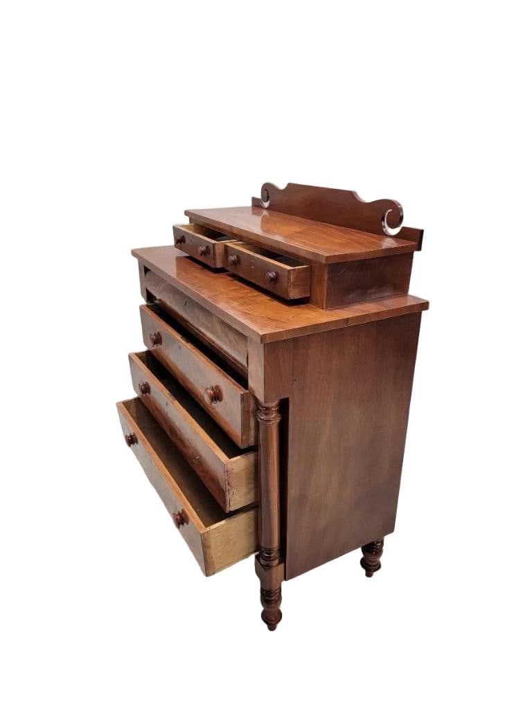 Antique American Empire Flame Mahogany Chest - 5