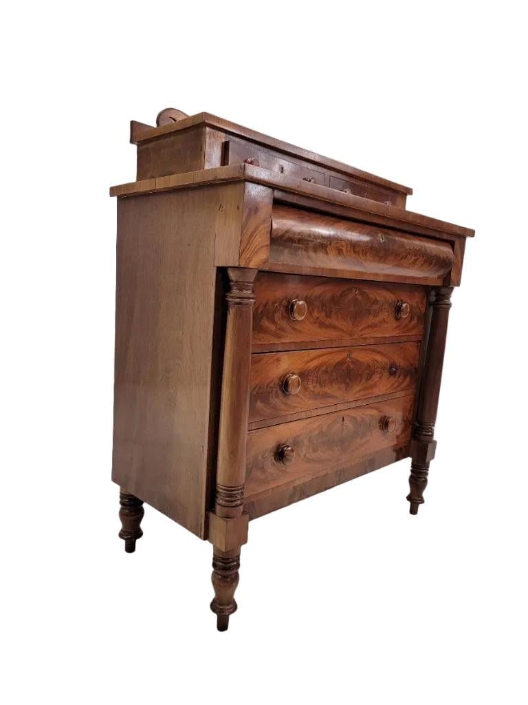 Antique American Empire Flame Mahogany Chest - 6
