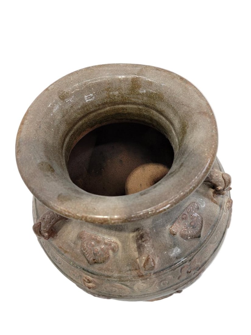 Antique Decorated Brown-Glazed Mataban Vase Jar - 3