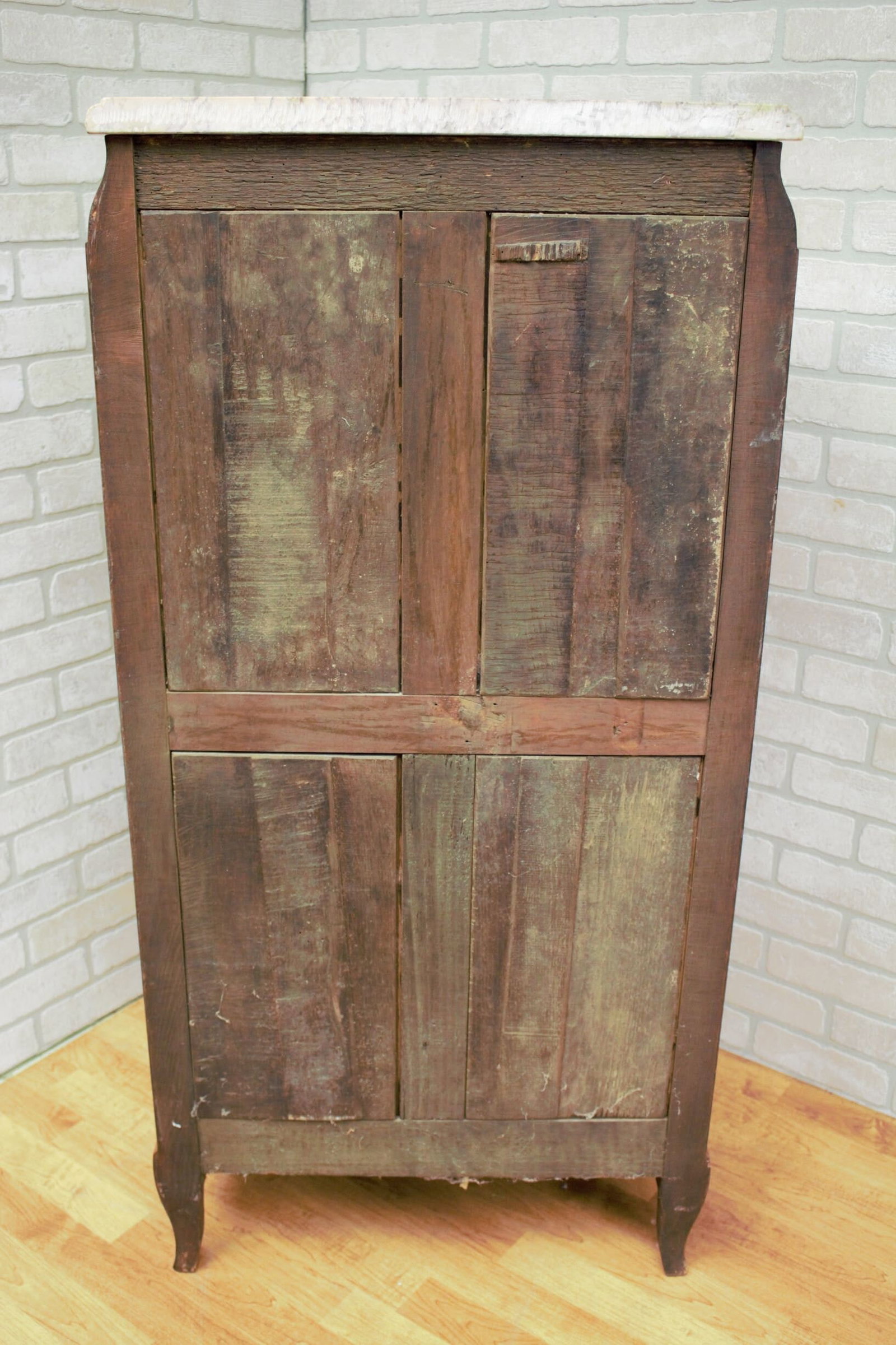 Antique French Louis XV Style Marquetry Flip Down Secretary Writing Chest with Marble Top - 6