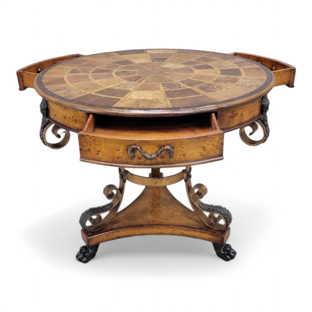 Vintage Theodore Alexander Caryatid Iron and Walnut Burl Table - 2