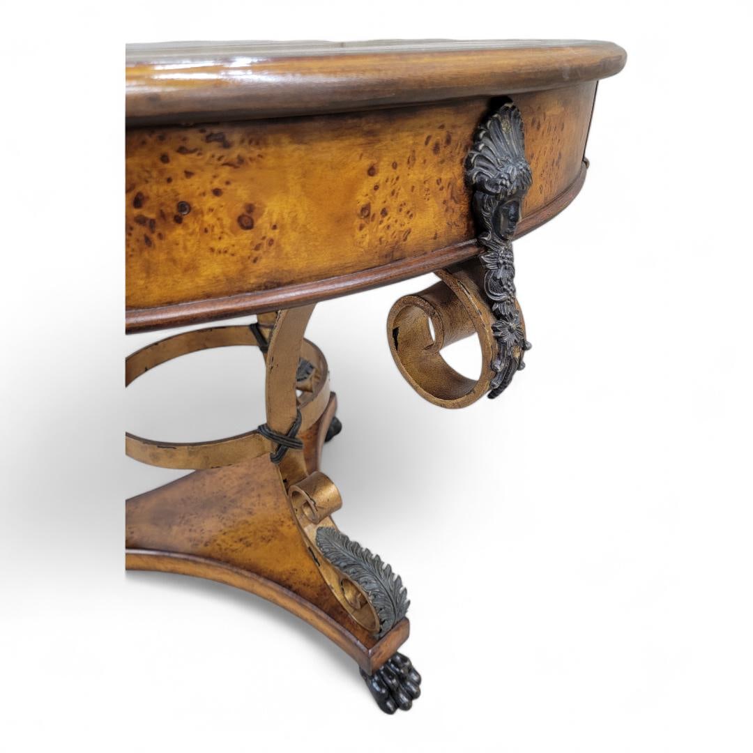 Vintage Theodore Alexander Caryatid Iron and Walnut Burl Table - 3