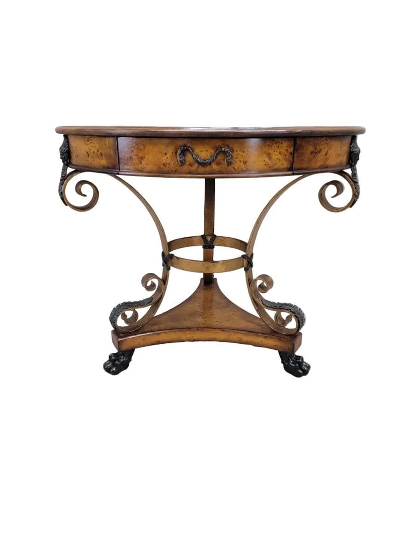 Vintage Theodore Alexander Caryatid Iron and Walnut Burl Table - 4