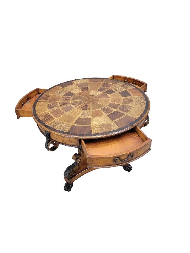 Vintage Theodore Alexander Caryatid Iron and Walnut Burl Table - 5