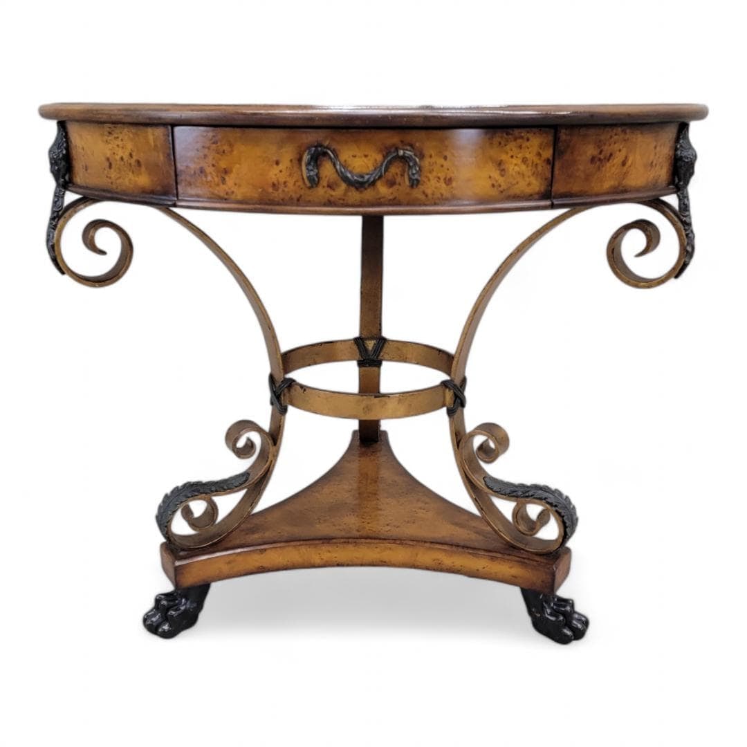 Vintage Theodore Alexander Caryatid Iron and Walnut Burl Table - 6