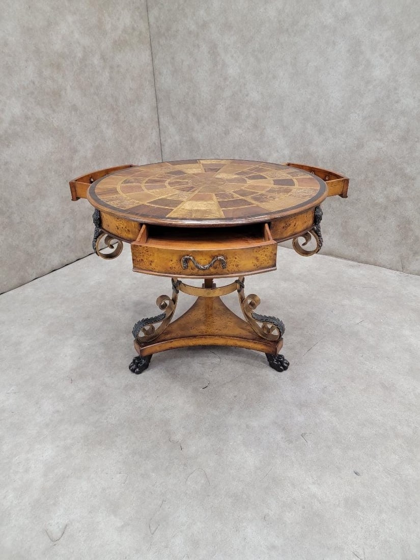 Vintage Theodore Alexander Caryatid Iron and Walnut Burl Table - 7