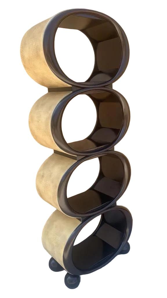 Hollywood Regency Snake Embossed Leather Etagere Shelving Unit - 7