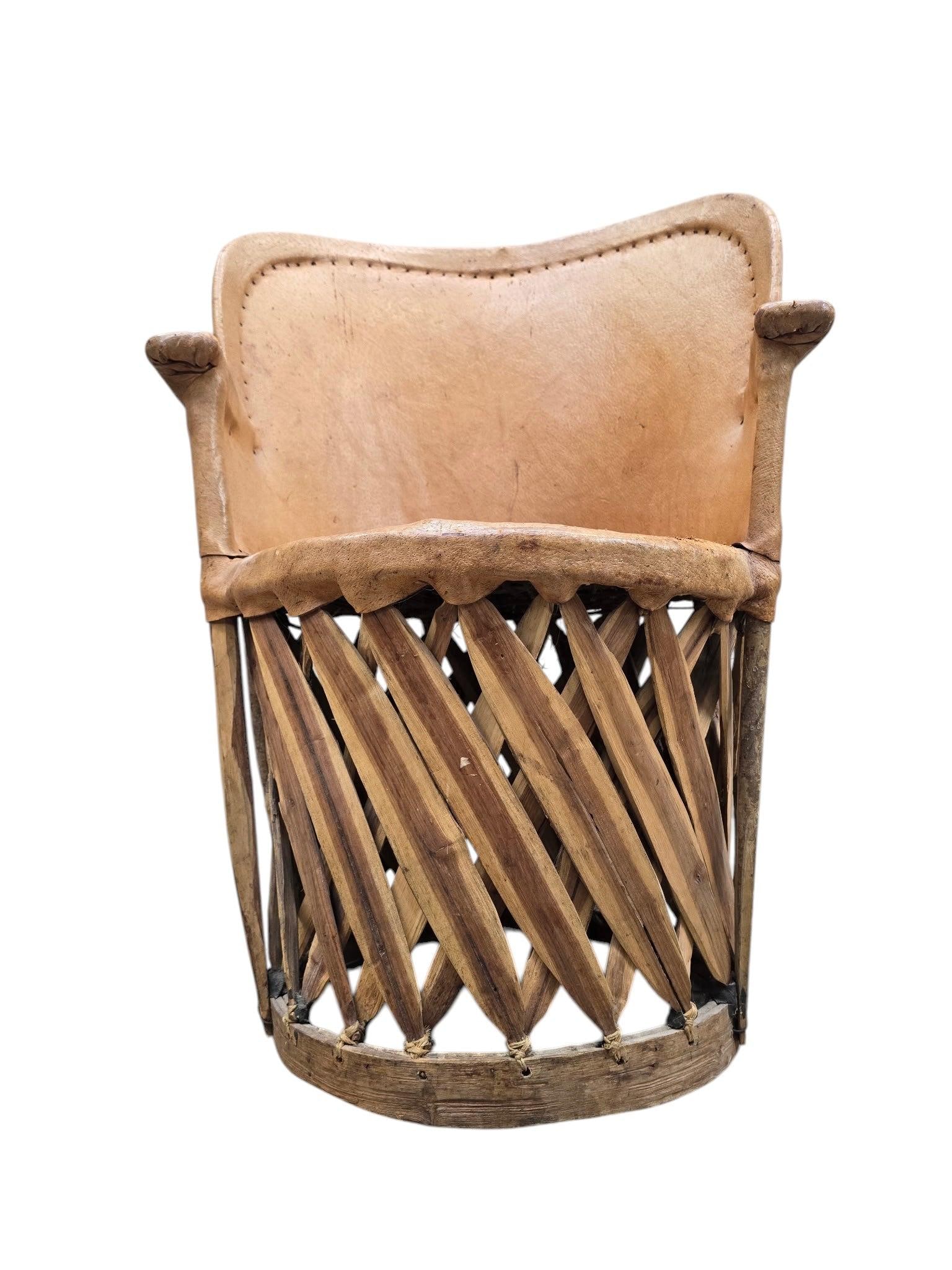 Vintage Native American Leather and Wood Chairs - Pair - 5