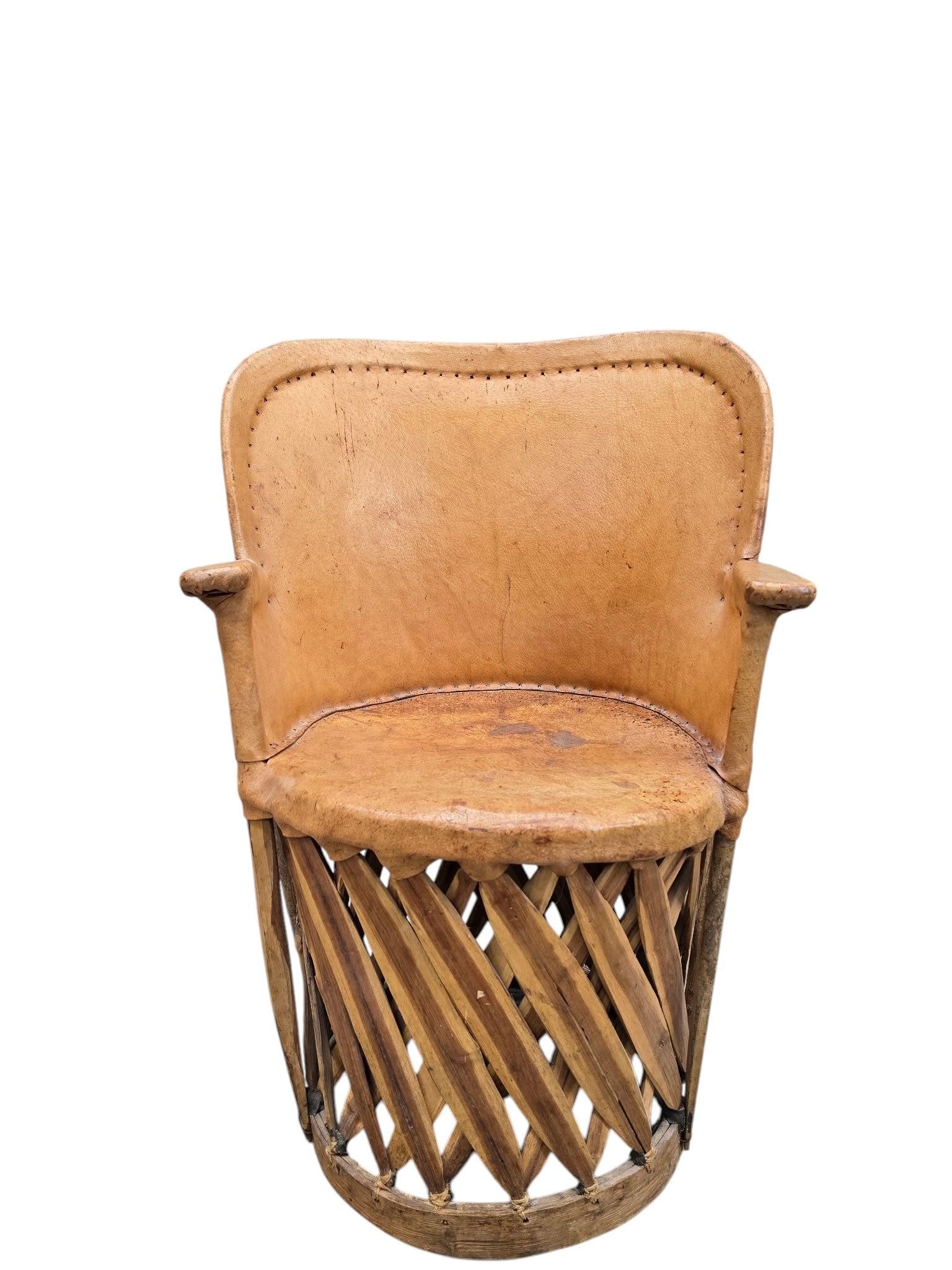 Vintage Native American Leather and Wood Chairs - Pair - 7