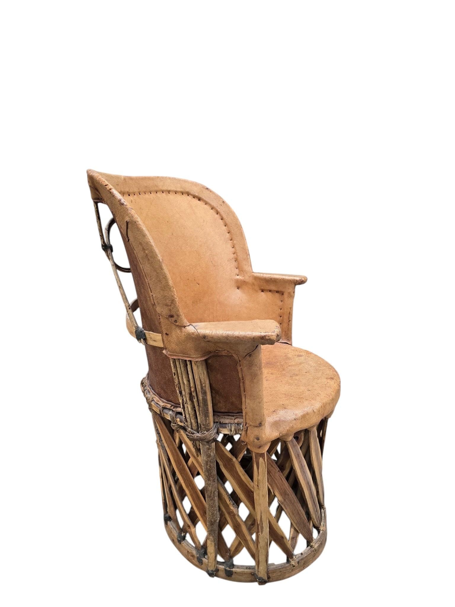 Vintage Native American Leather and Wood Chairs - Pair - 8