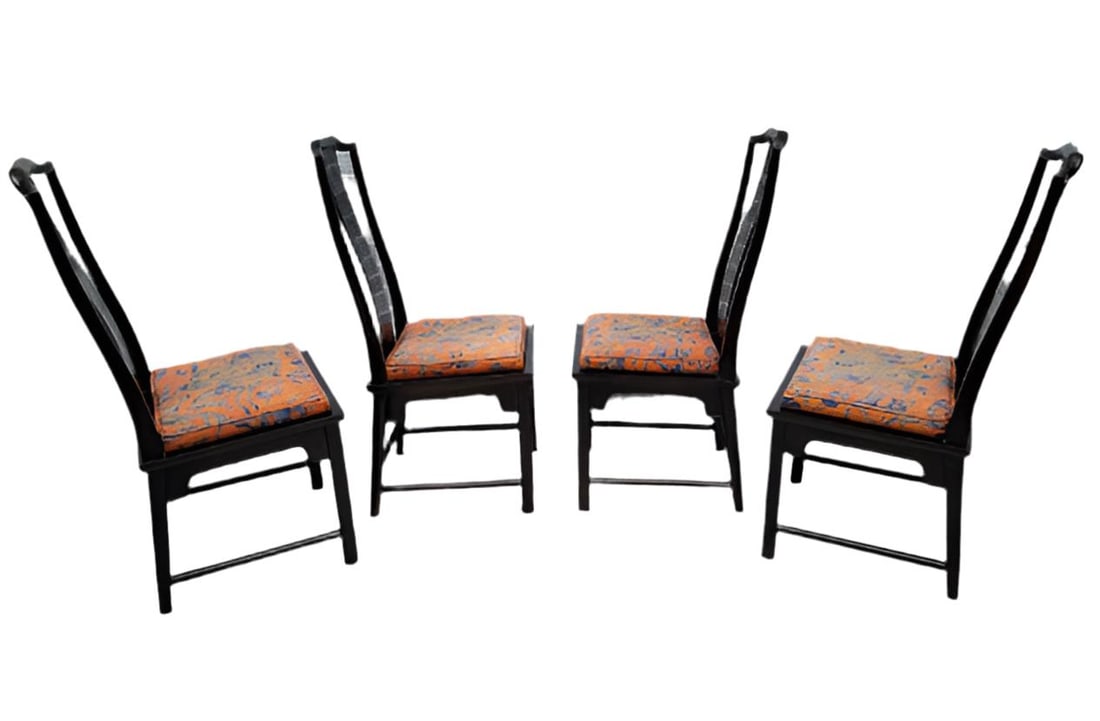 Hollywood Regency Chinoiserie Chin Hua Ebonized Dining Set by Century Furniture - 5