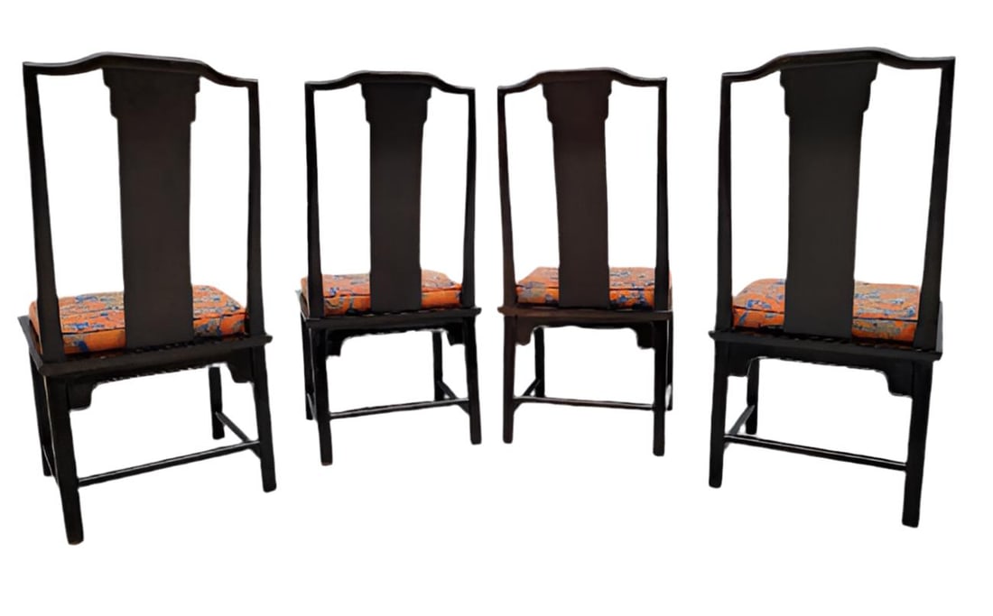 Hollywood Regency Chinoiserie Chin Hua Ebonized Dining Set by Century Furniture - 6