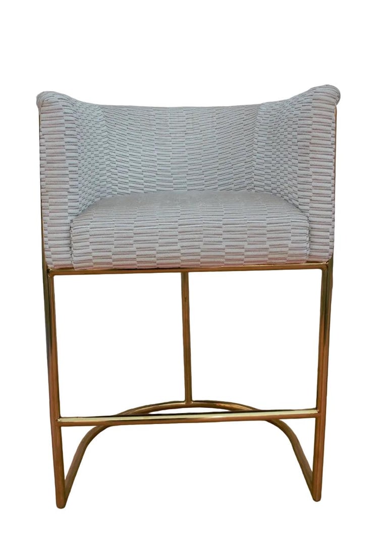 Mid Century Modern Barrel Back Bar Stools Newly Reupholstered - Set of 3 - 3