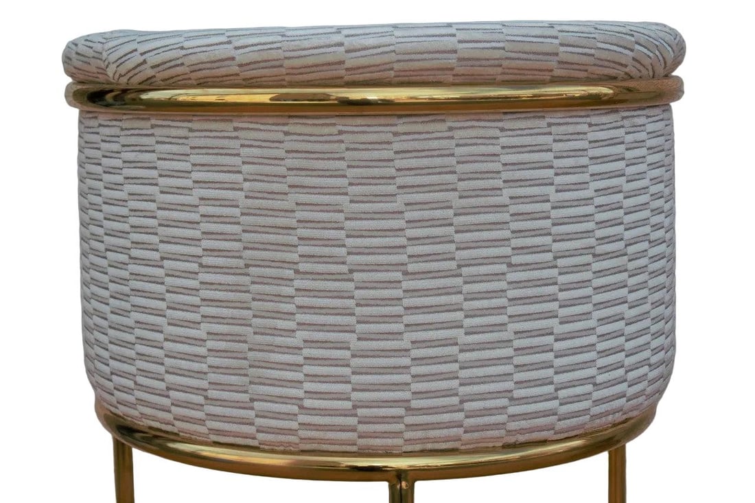 Mid Century Modern Barrel Back Bar Stools Newly Reupholstered - Set of 3 - 7