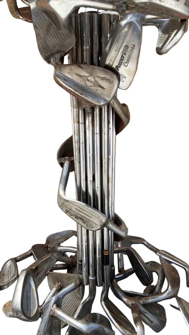 Vintage Hand Forged Tall Golf Club Table Lamp with Silhouette Golf Club Shade - 4