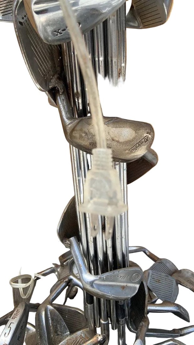 Vintage Hand Forged Tall Golf Club Table Lamp with Silhouette Golf Club Shade - 5