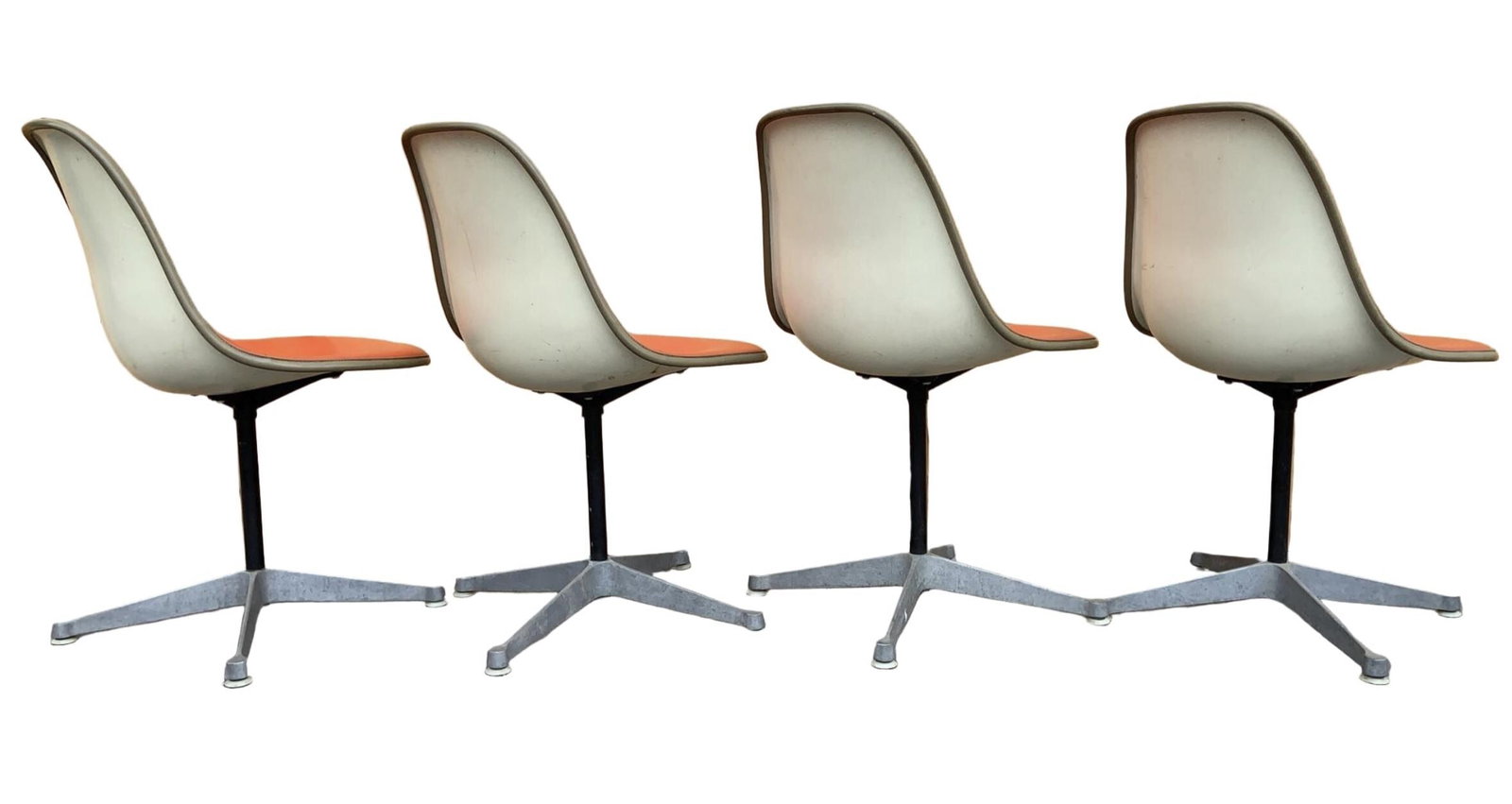 Mid Century Herman Miller Swivel Shell Chairs - Set of 4 Orange Vinyl - 5