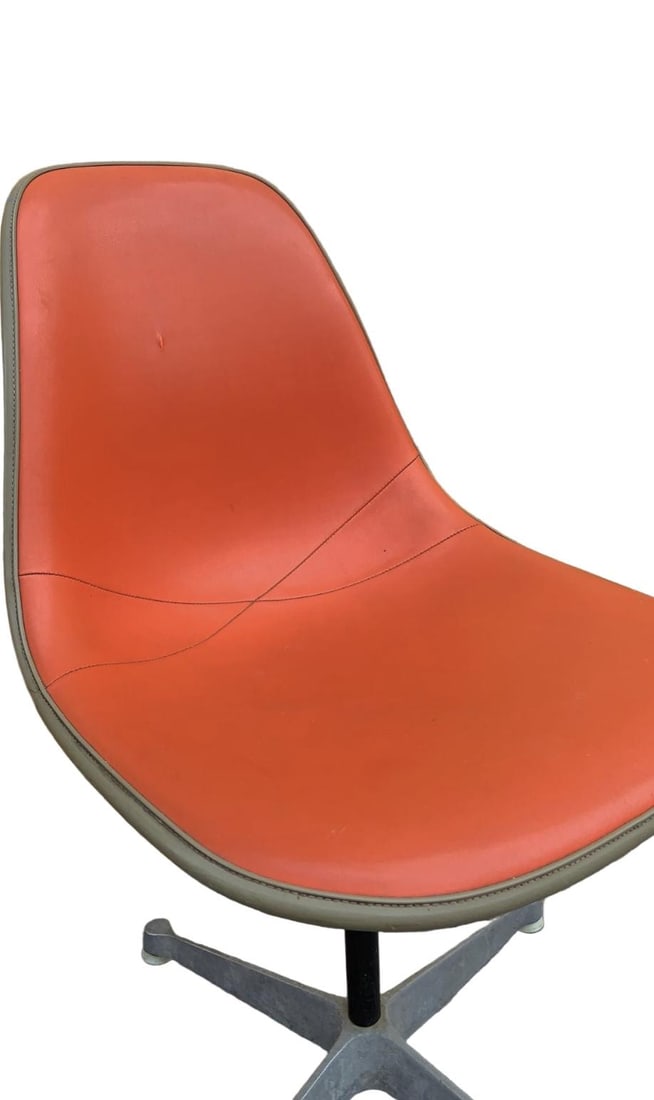 Mid Century Herman Miller Swivel Shell Chairs - Set of 4 Orange Vinyl - 6