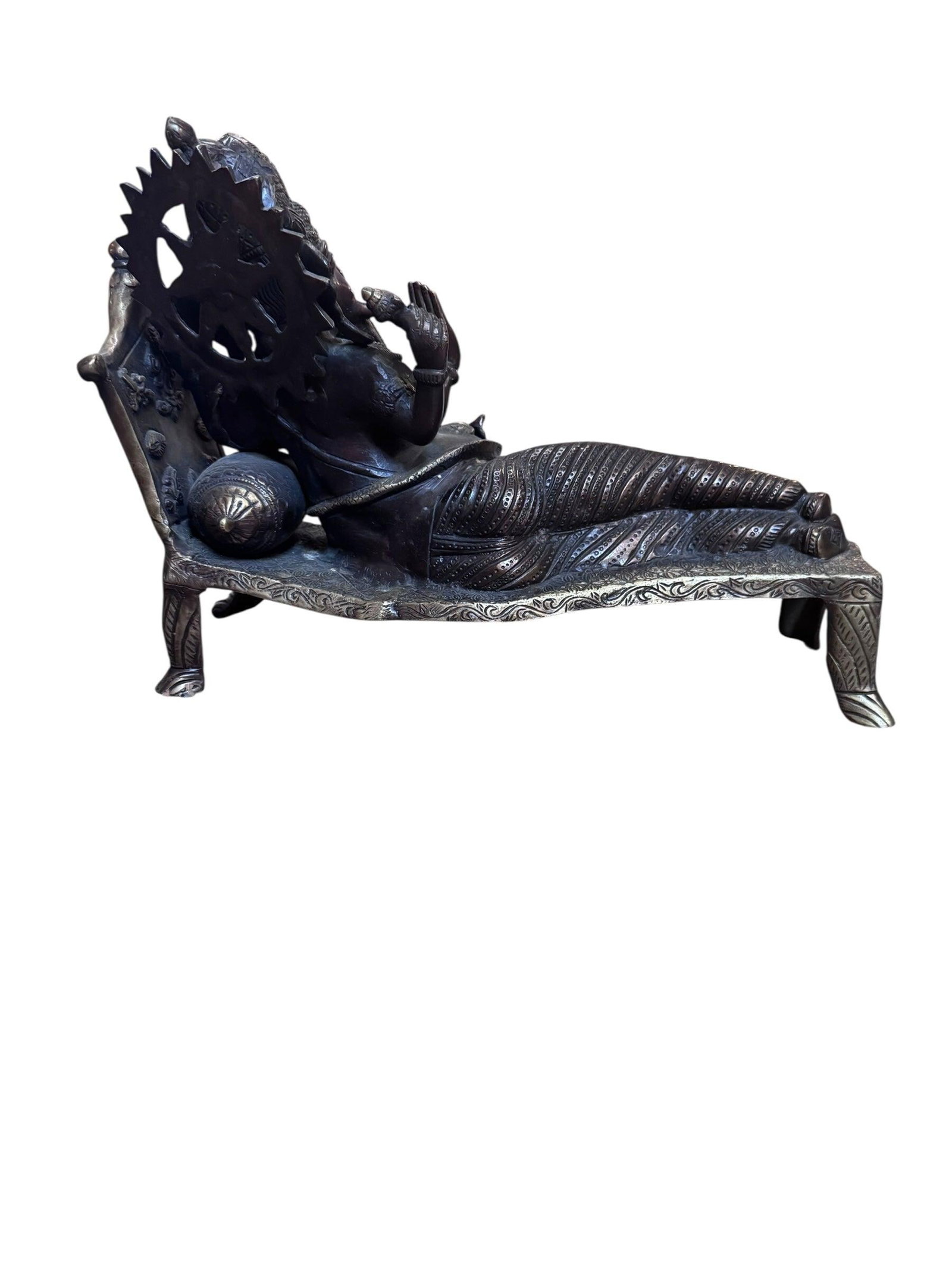 Vintage Hindu God Ganesha Statue Reclining - 4