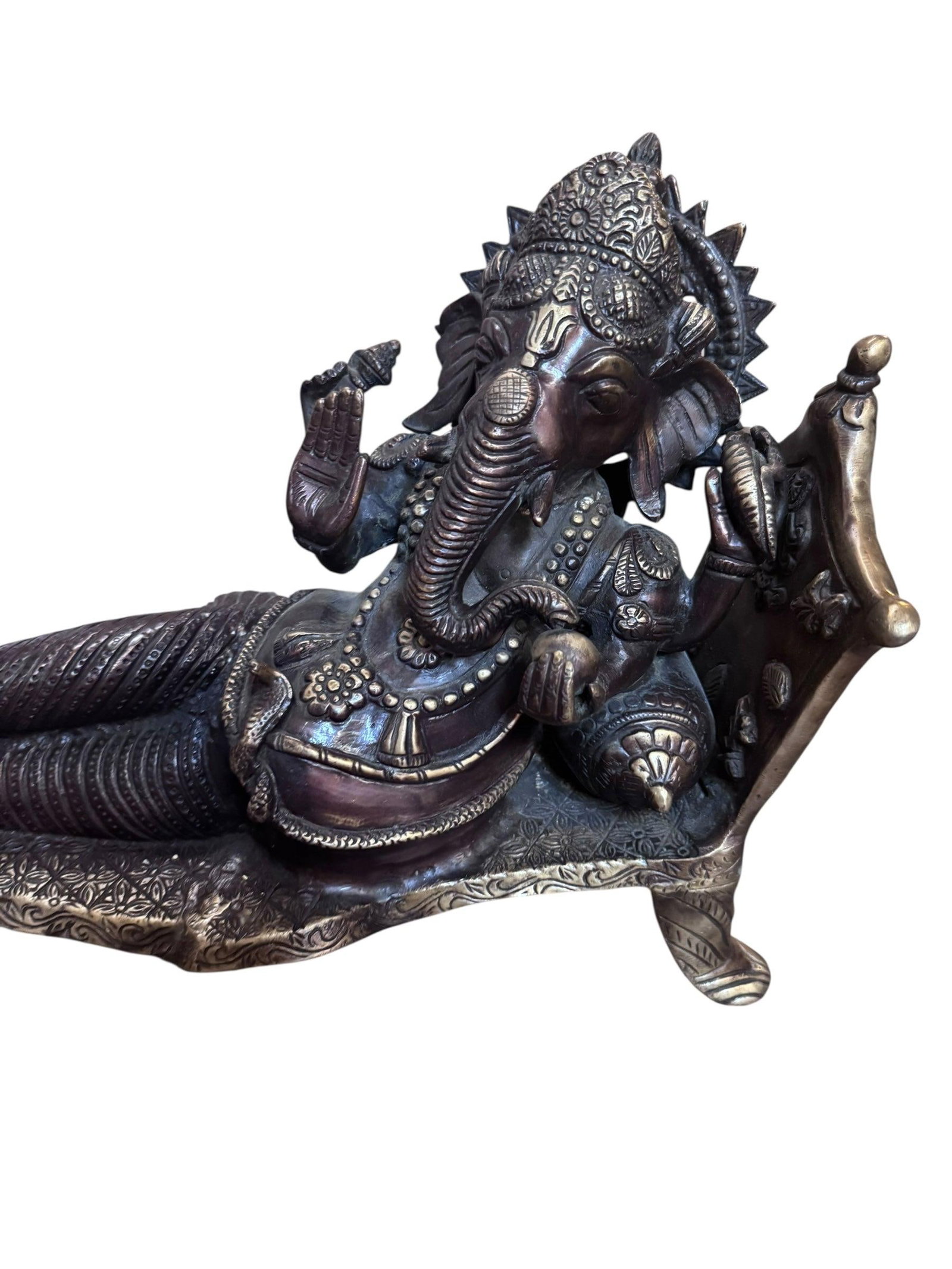 Vintage Hindu God Ganesha Statue Reclining - 6