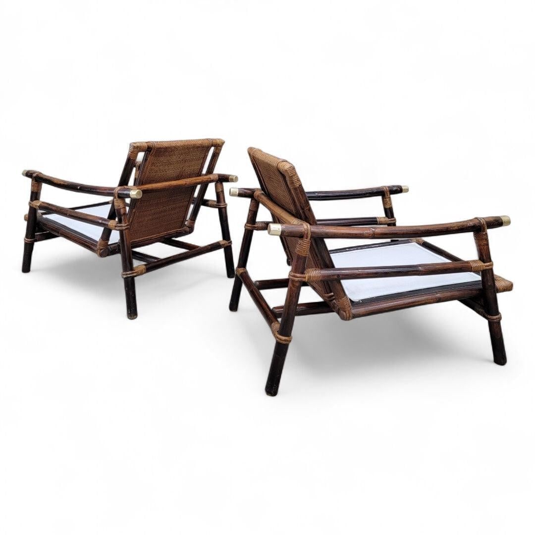 Vintage Pagoda Bamboo Rattan Lounge Chairs by Ficks Reed - Set of 2 - 5