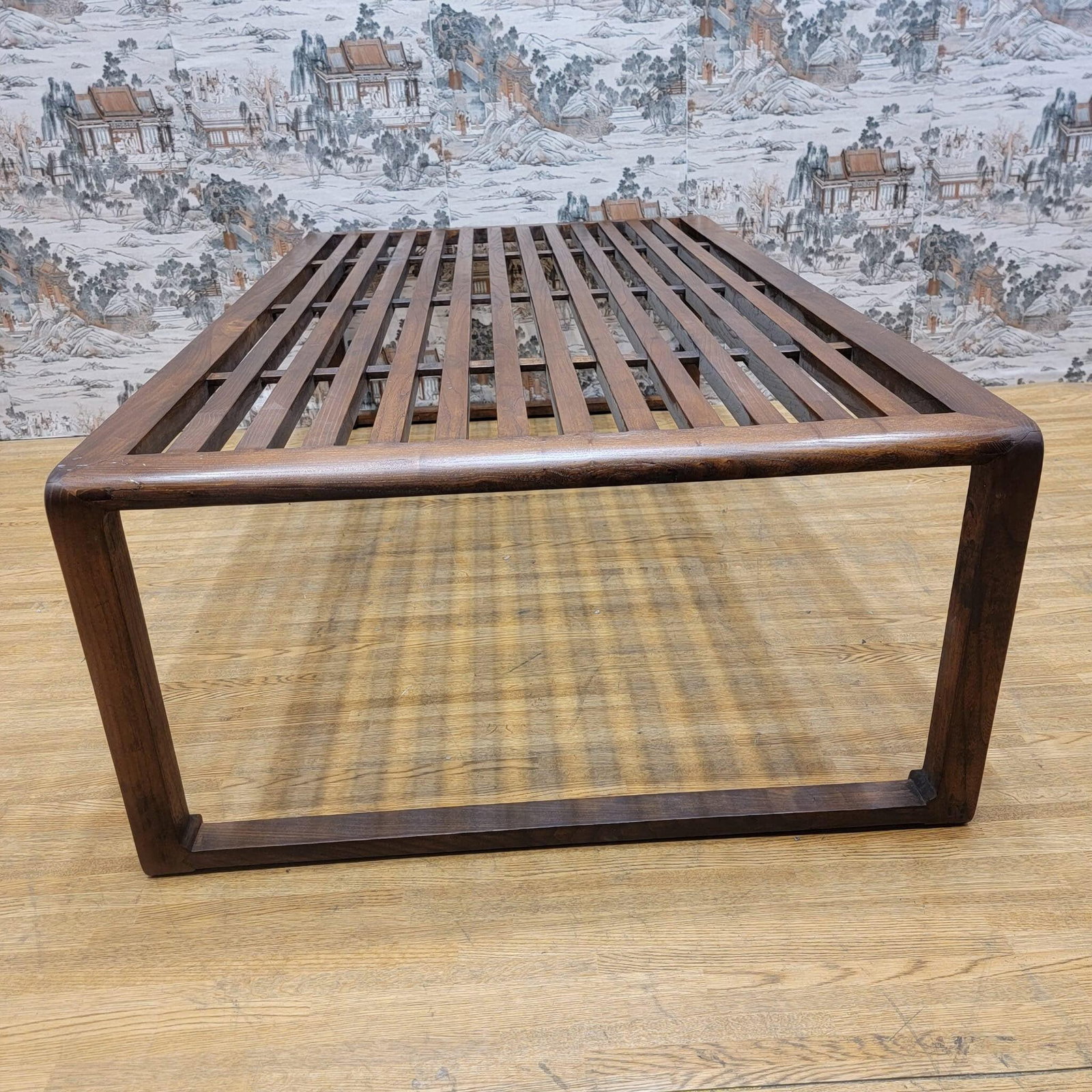 Vintage Chinese Elm Slotted Top Coffee Table - 5