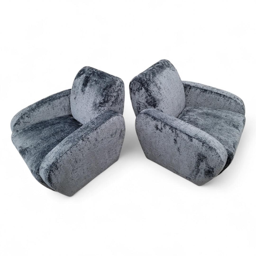 Postmodern Vladimir Kagan Swivel Lounge Chairs Newly Reupholstered - Pair - 7