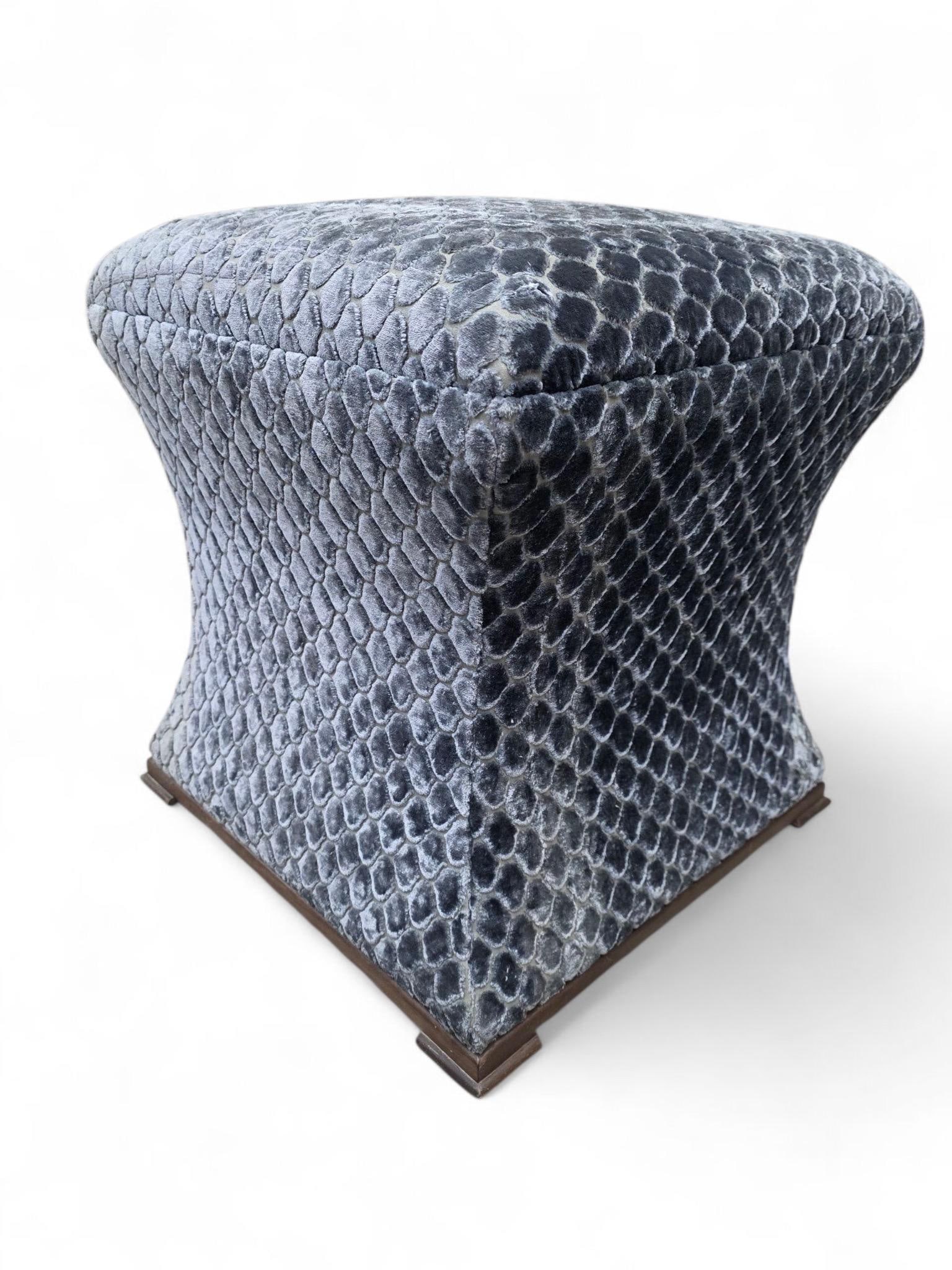 Custom Designer Concave Ottomans Newly Reupholstered - Pair - 5