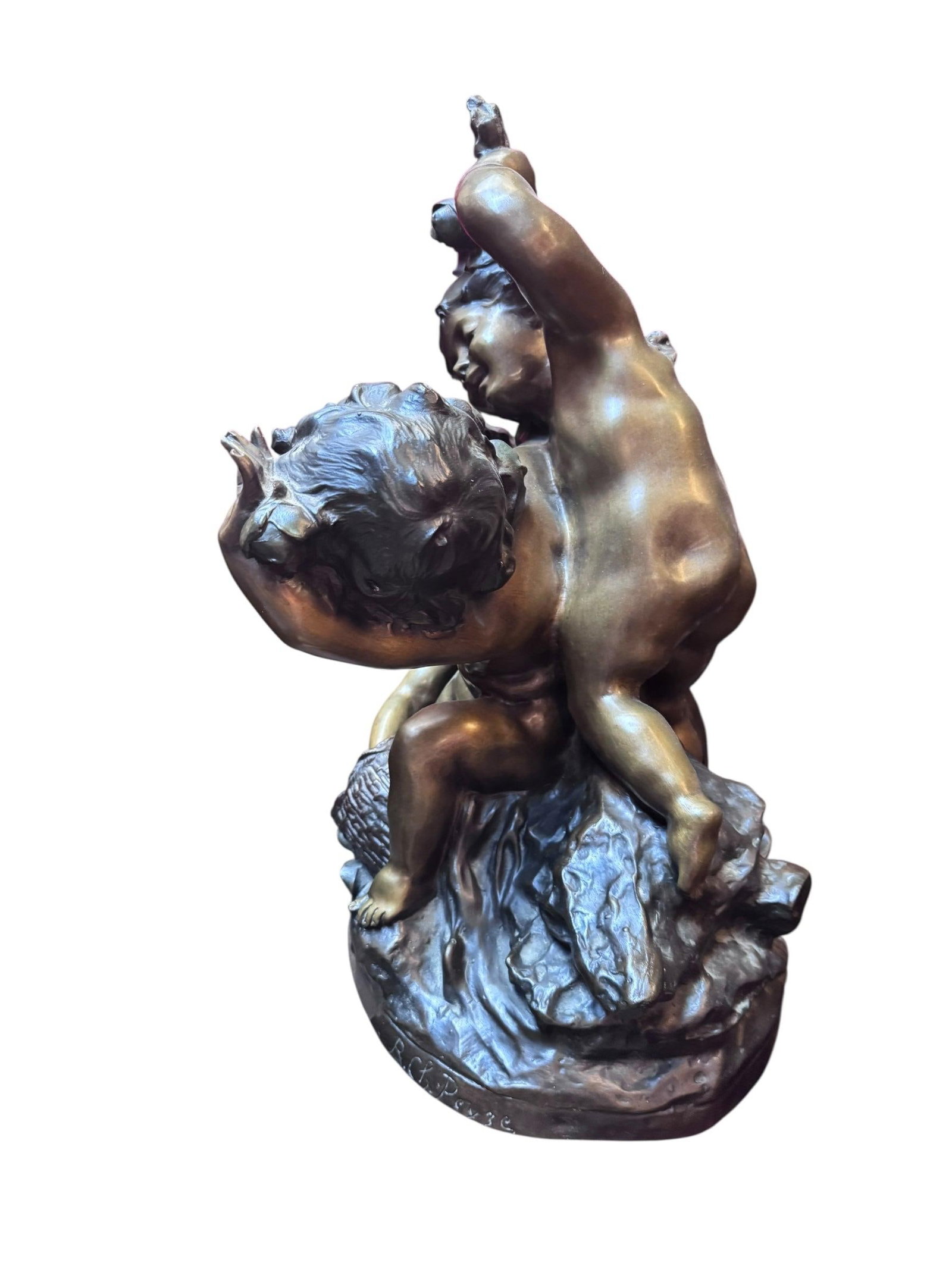 Antique French Sculpture by Charles Raphael Peyre "Battle of the Flowers" - 2