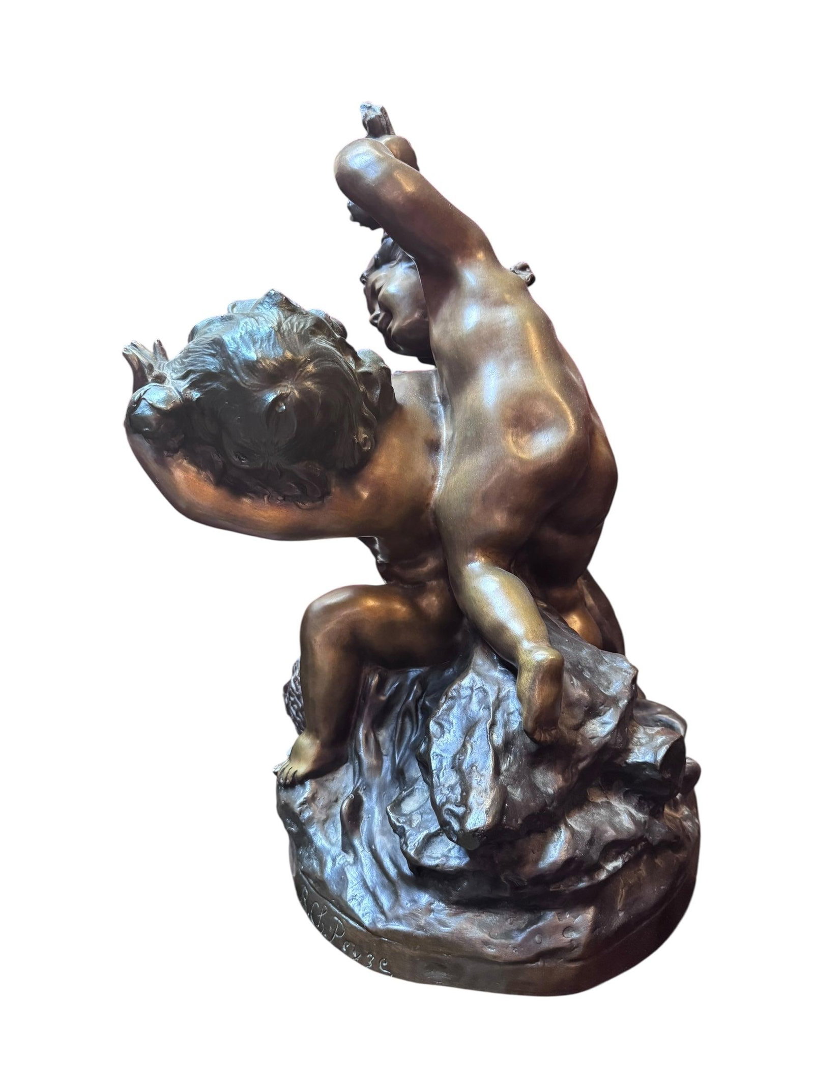 Antique French Sculpture by Charles Raphael Peyre "Battle of the Flowers" - 4