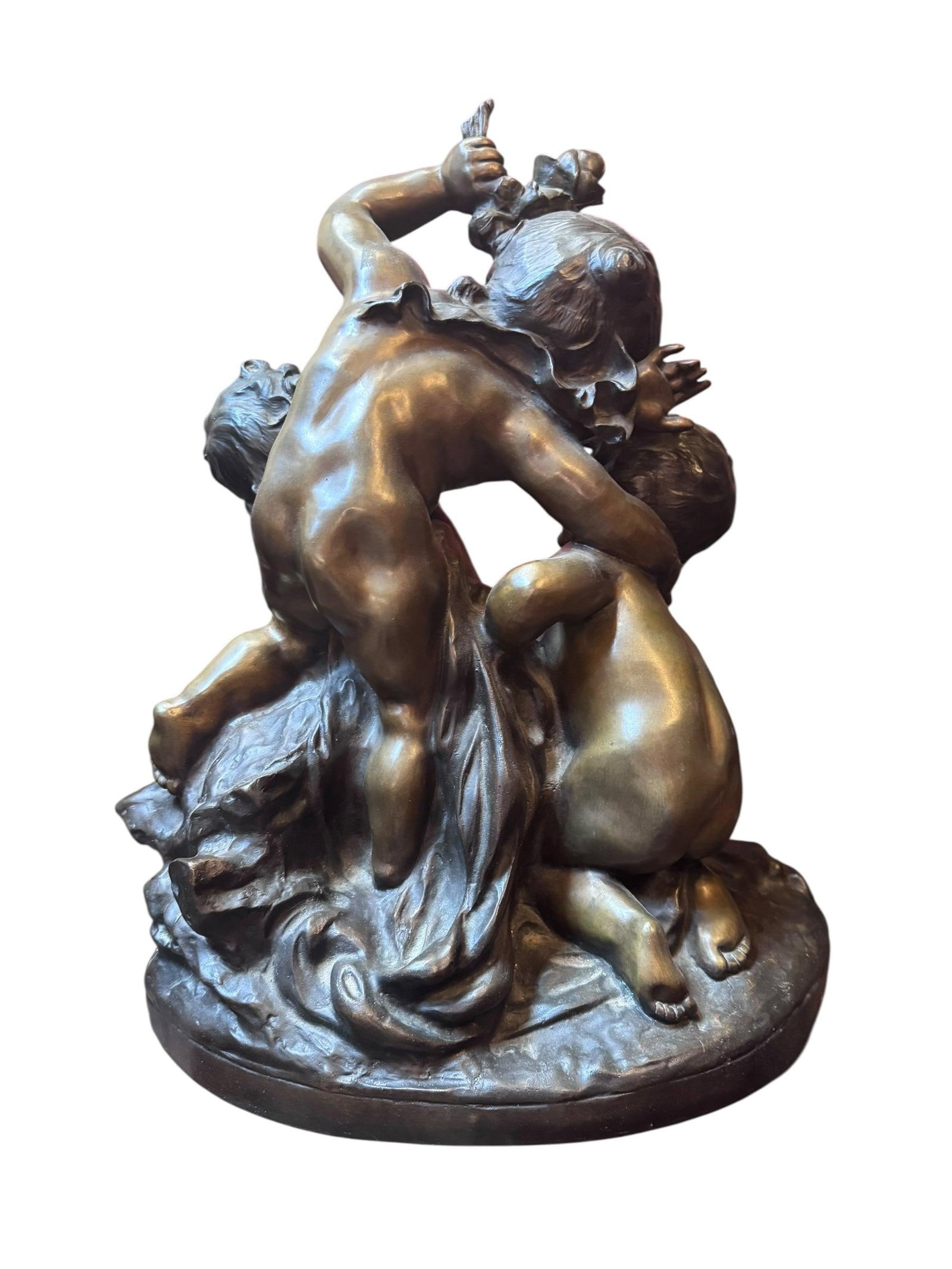 Antique French Sculpture by Charles Raphael Peyre "Battle of the Flowers" - 7