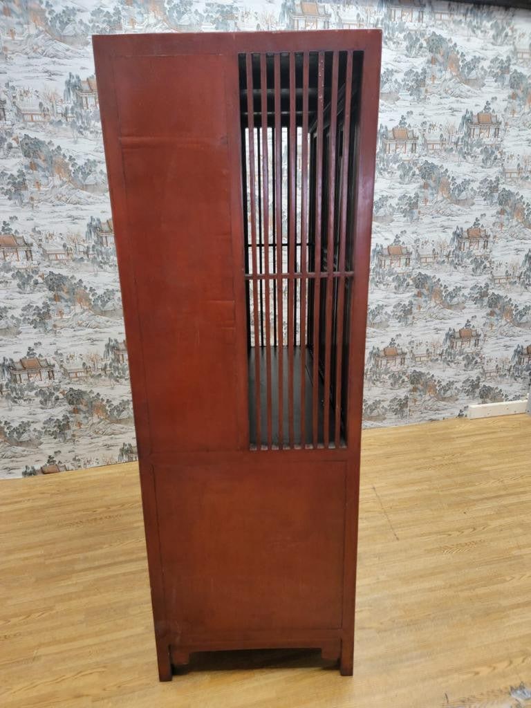 Antique Shanxi Province Red Lacquered Elm Storage Cabinet - 5