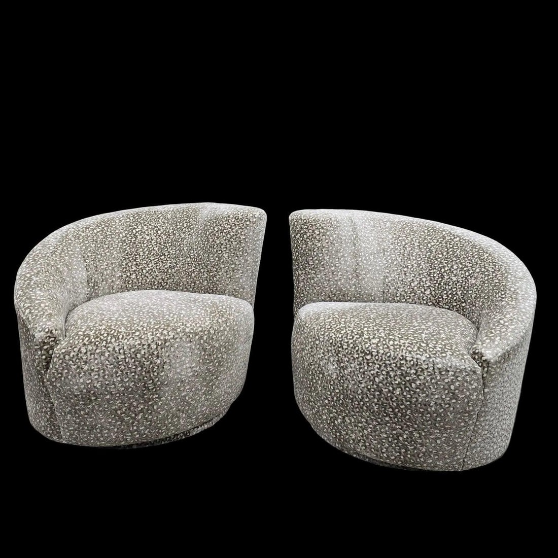 MCM Vladimir Kagan Nautilus Asymmetrical Swivel Lounge Chairs - Pair - 7