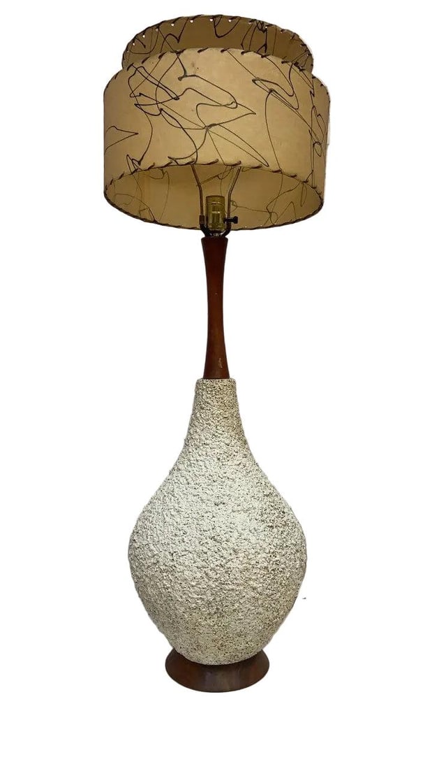 MCM Teak Popcorn Table Lamps - Pair - 4