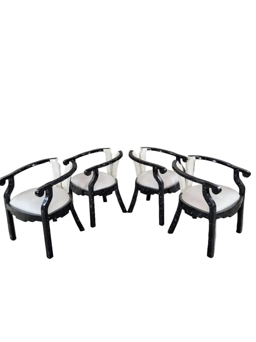 Postmodern Sculptural Tessellated Stone Dining Chairs - 6 - 3