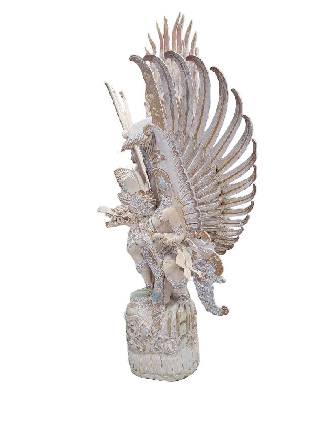 Vintage Monumental Hand Carved & Painted Polychromed Wood Imported Balinese Garuda Temple Statue - 7