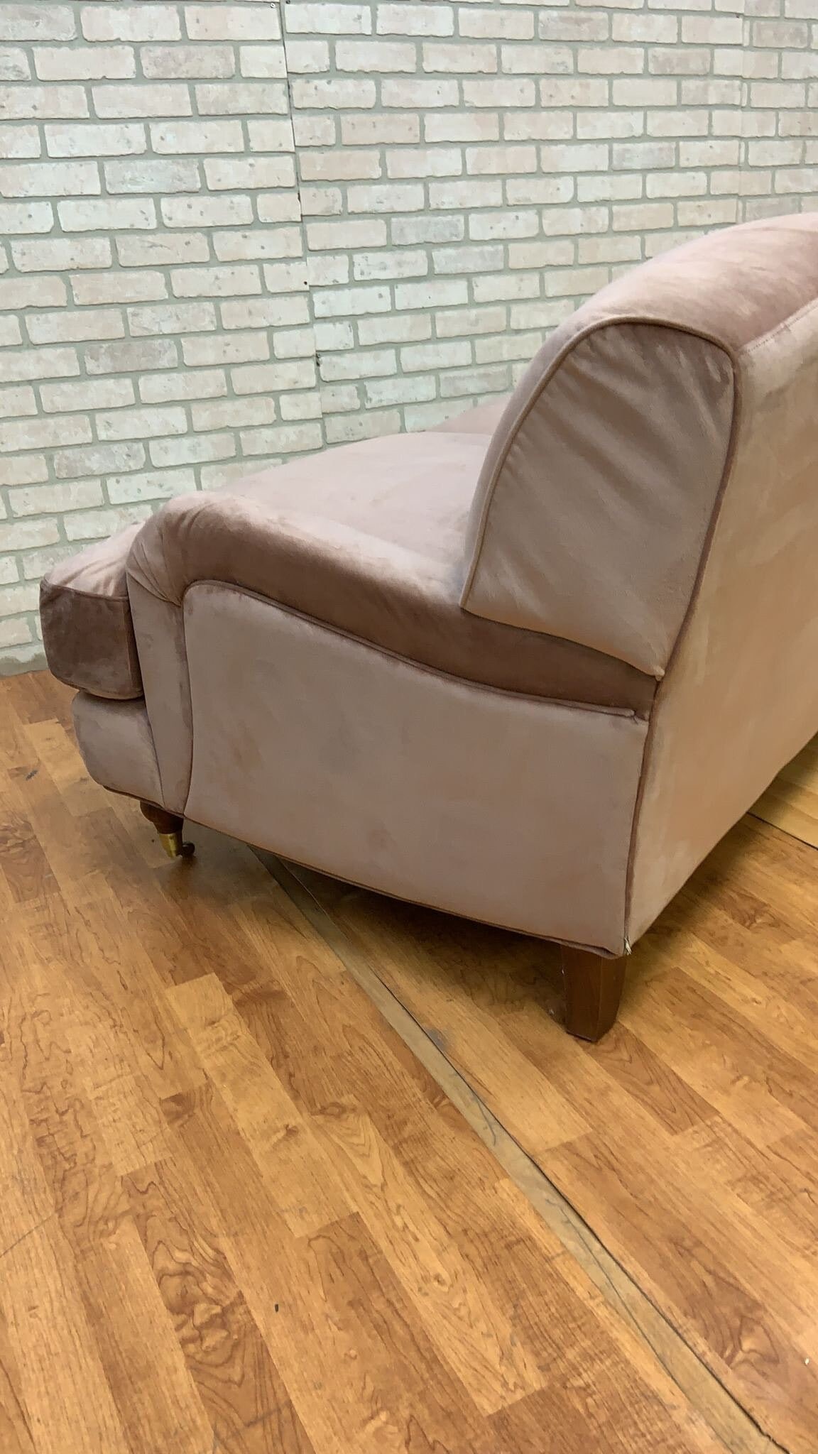 Vintage Oversized Classic Rolled Arm Pink-Rose Velvet Sydney Loveseat - 2