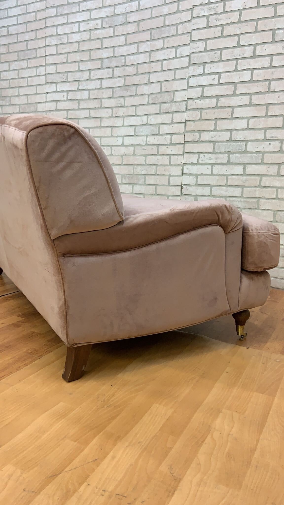 Vintage Oversized Classic Rolled Arm Pink-Rose Velvet Sydney Loveseat - 3