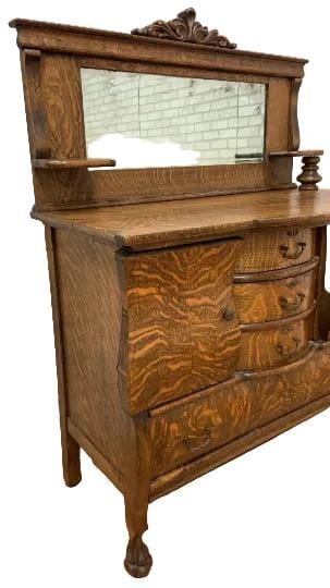 Antique Empire Quarter Sawn Buffet Cabinet - 5