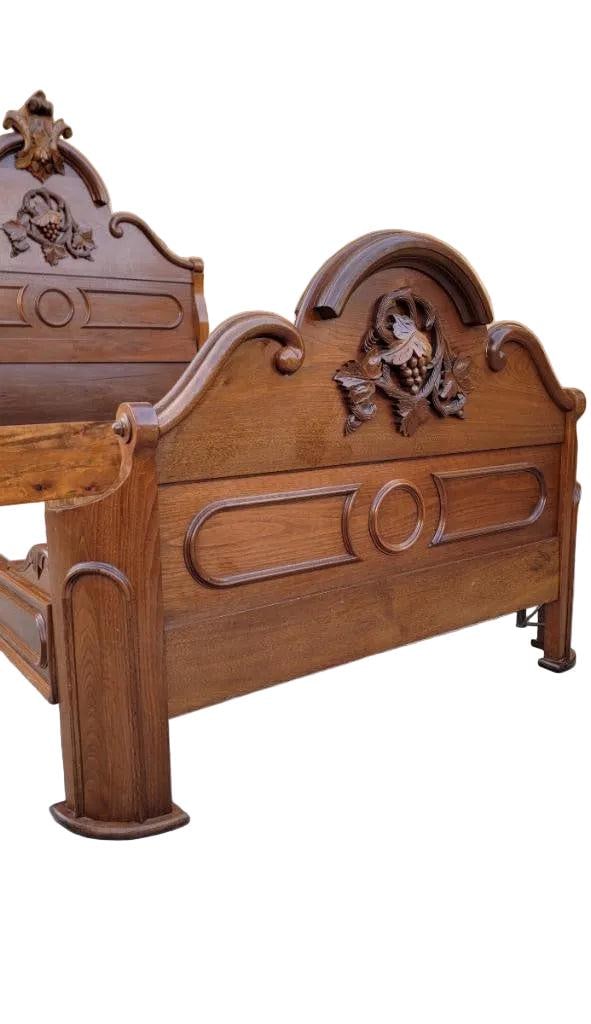 Antique Victorian Eastlake Style Carved Black Walnut Full Size Bed Frame - 4