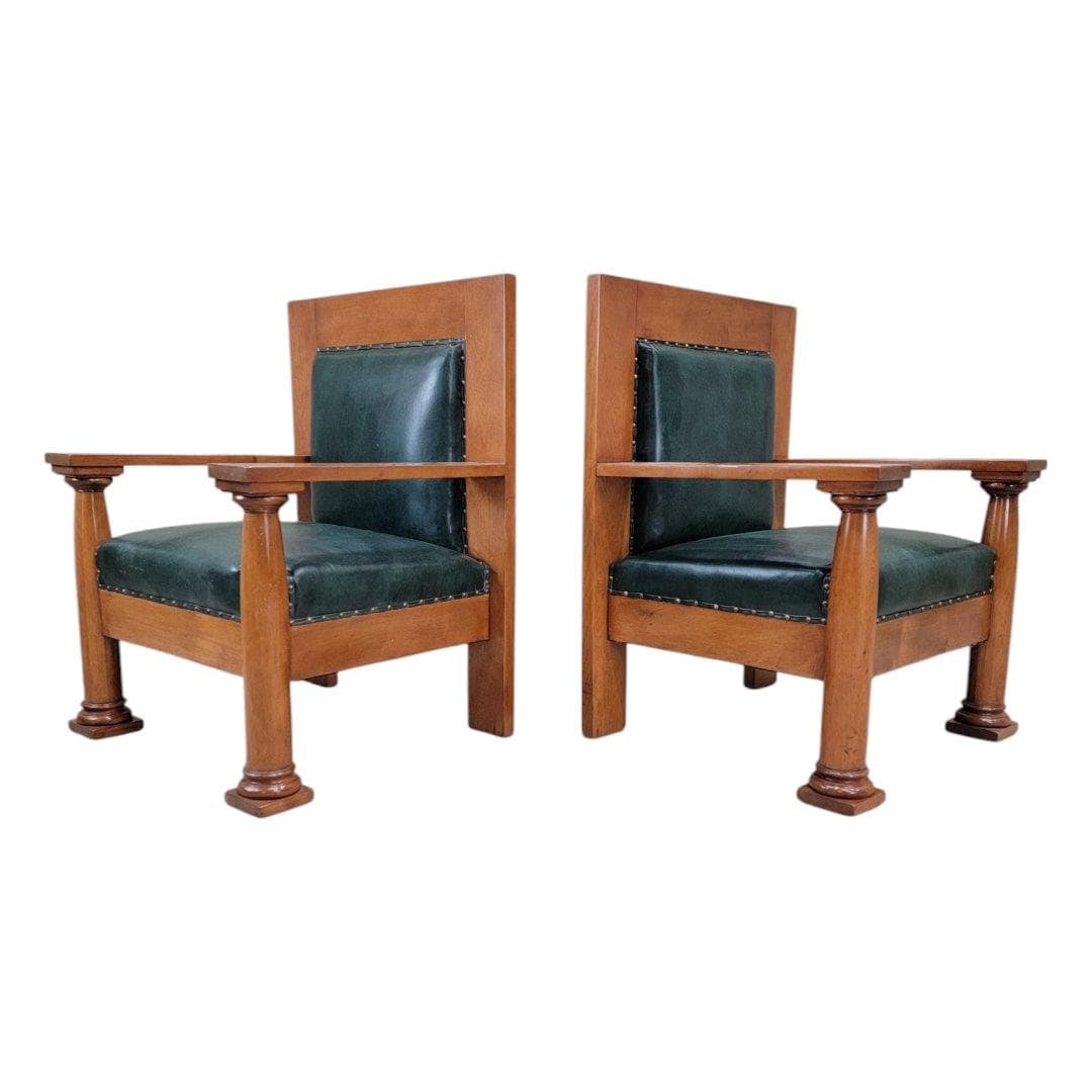 Antique Mission Arts and Crafts Style Chairs - Pair - 5