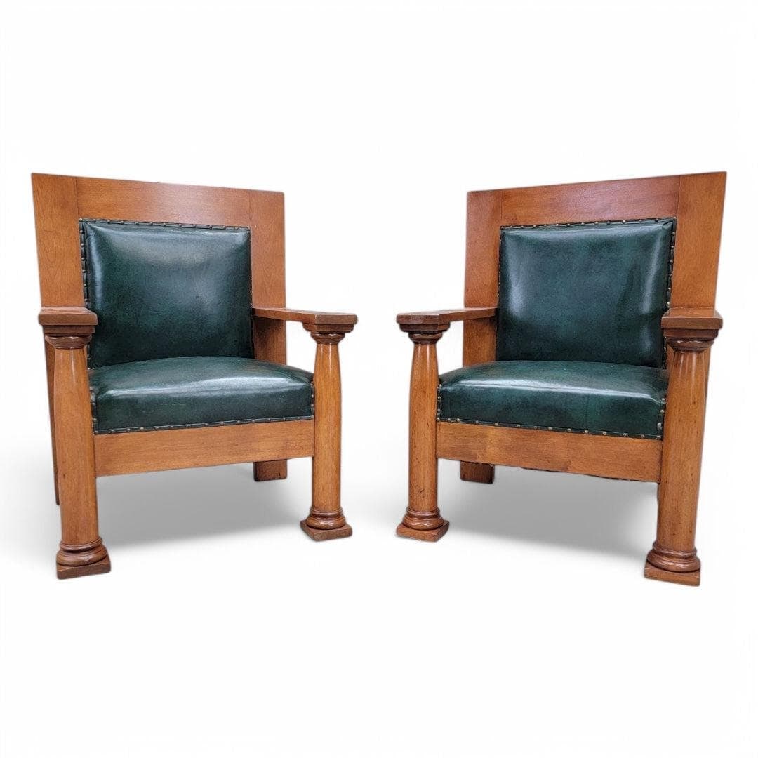 Antique Mission Arts and Crafts Style Chairs - Pair - 6