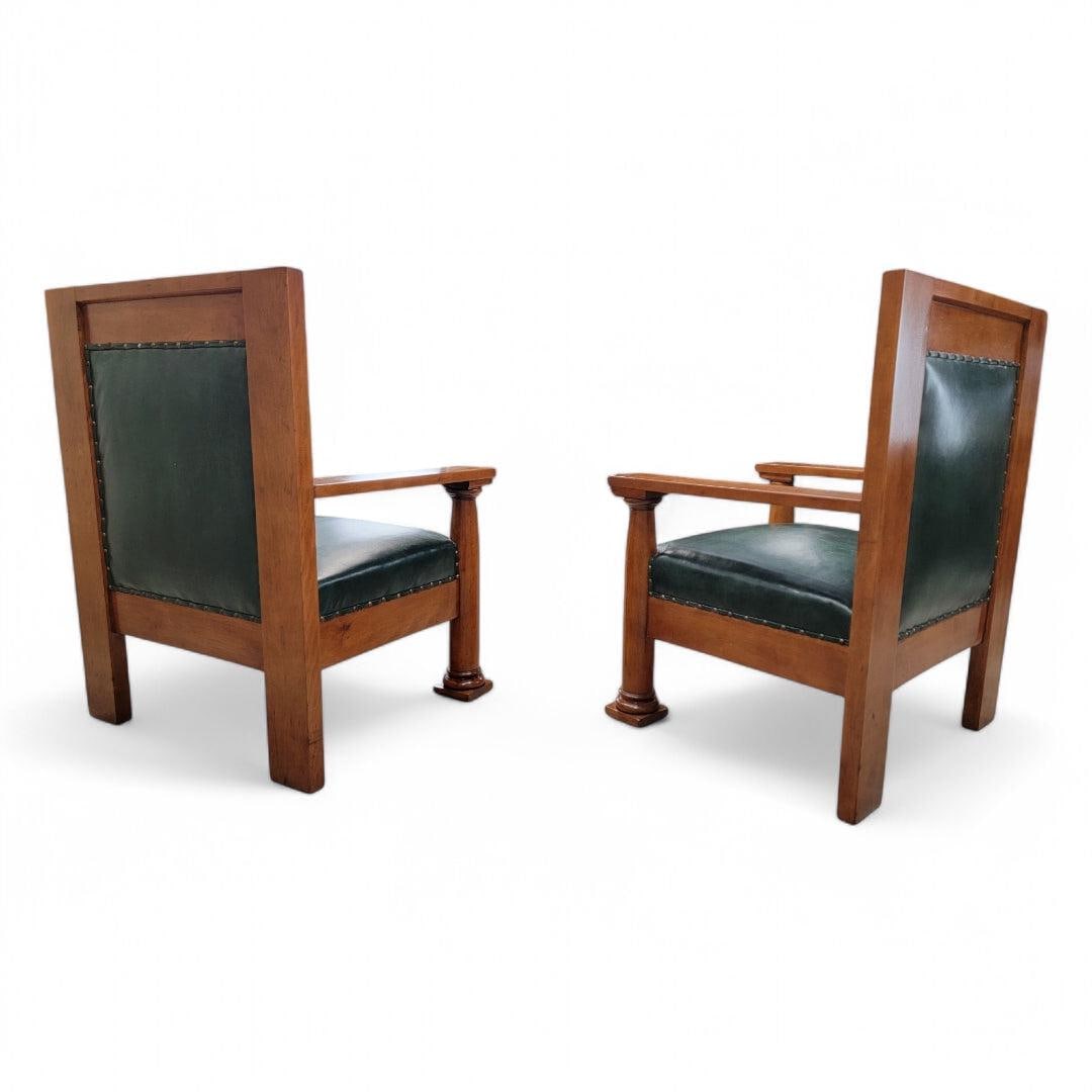 Antique Mission Arts and Crafts Style Chairs - Pair - 8