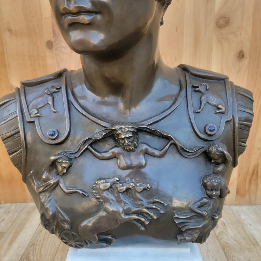Vintage Italian Grand Tour Bronze Bust of Julius Augustus Caesar - 7